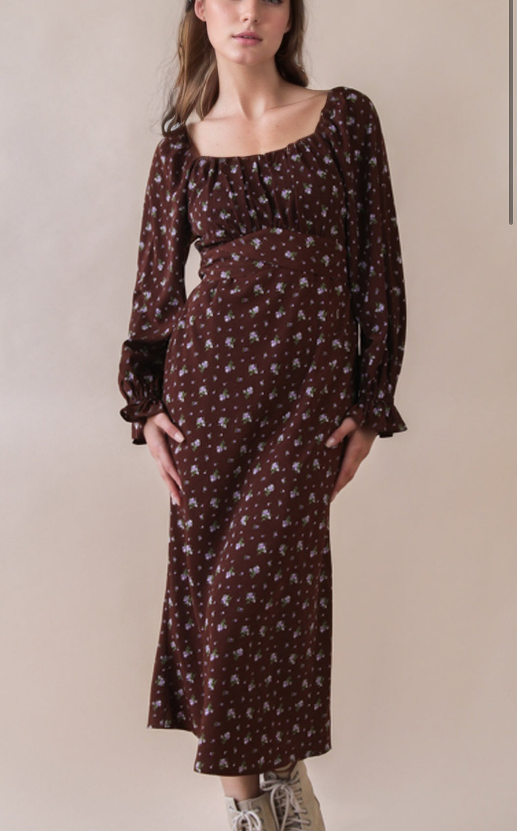 Fall Floral Belle Back Tie Dress