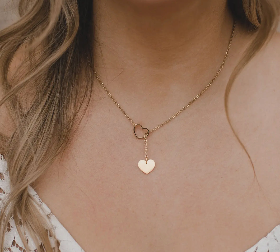 18k Plated Heart Y Necklace